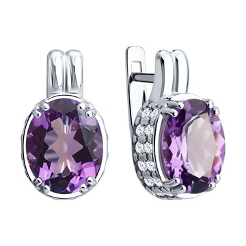 Серьги из&nbsp;серебра с&nbsp;Аметистом и&nbsp;фианитом