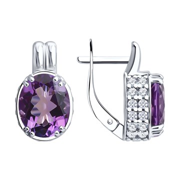 Серьги из&nbsp;серебра с&nbsp;Аметистом и&nbsp;фианитом