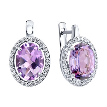 Серьги из&nbsp;серебра с&nbsp;Аметистом и&nbsp;фианитом