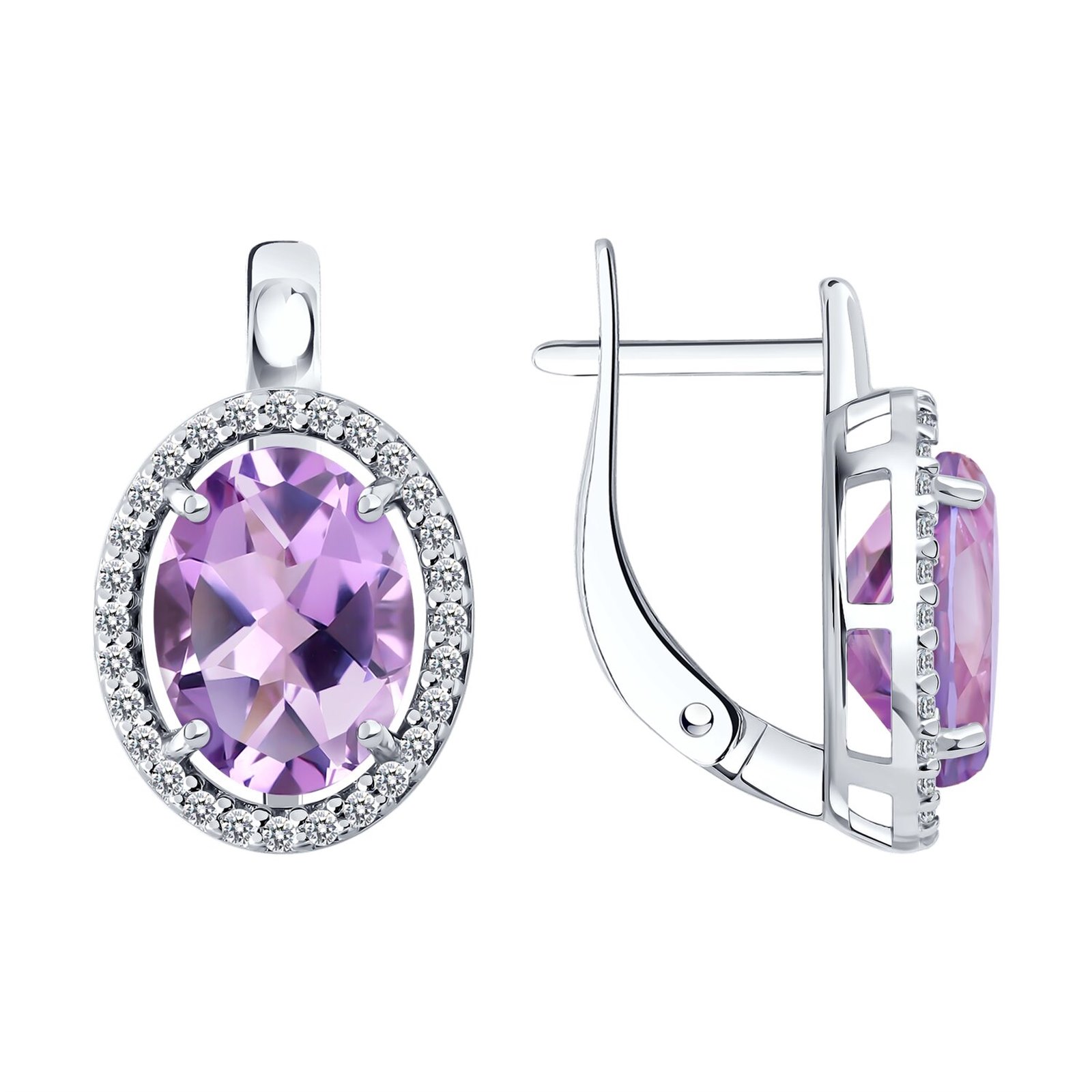 Серьги из&nbsp;серебра с&nbsp;Аметистом и&nbsp;фианитом