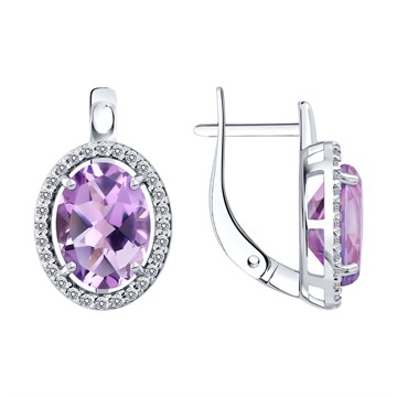 Серьги из&nbsp;серебра с&nbsp;Аметистом и&nbsp;фианитом