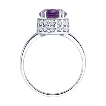 Кольцо из&nbsp;серебра с&nbsp;Аметистом и&nbsp;фианитом