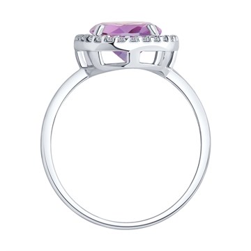 Кольцо из&nbsp;серебра с&nbsp;Аметистом и&nbsp;фианитом