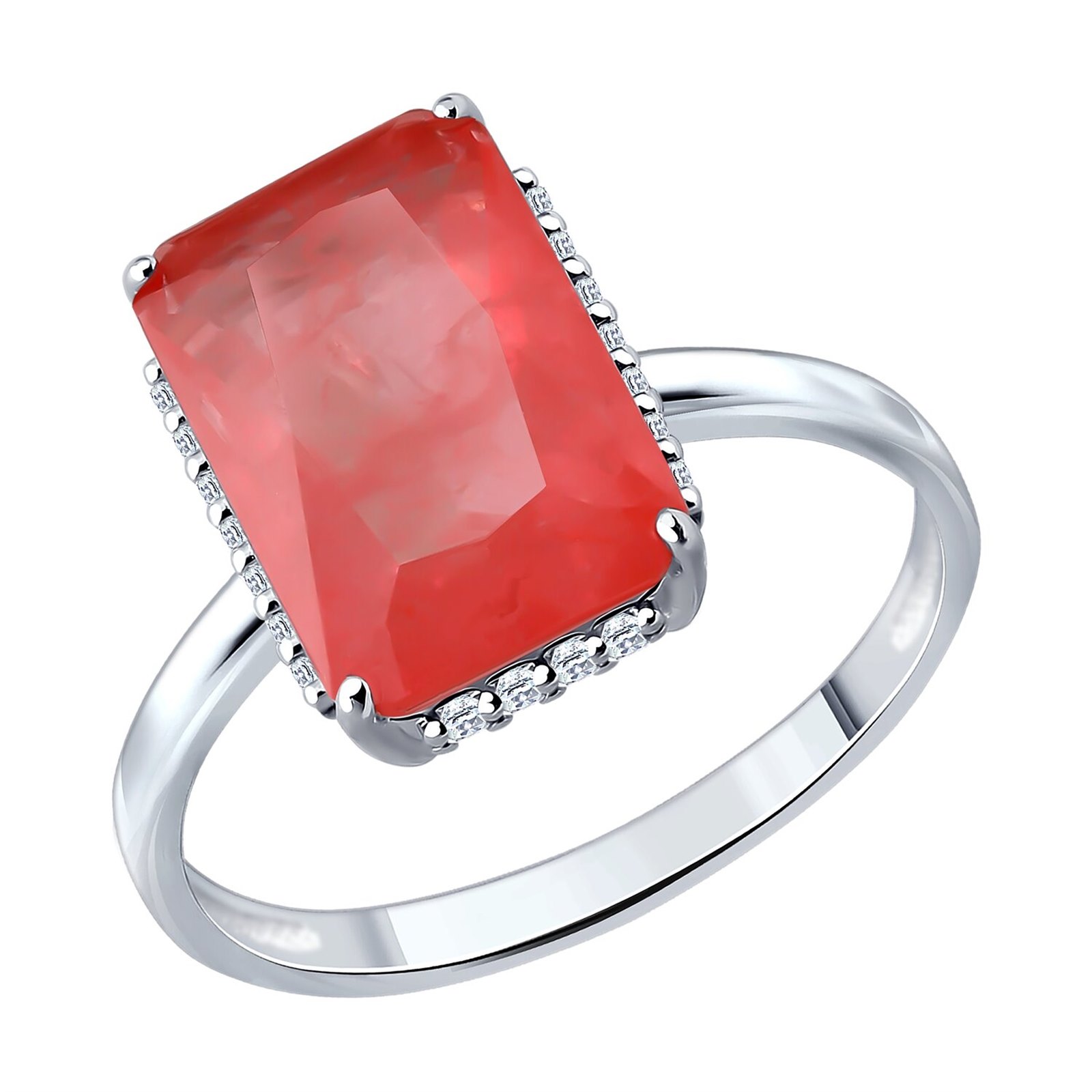 Кольцо из&nbsp;серебра с&nbsp;кварцем и&nbsp;фианитом