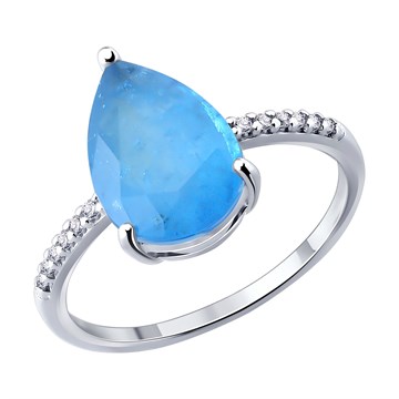 Кольцо из&nbsp;серебра с&nbsp;кварцем и&nbsp;фианитом