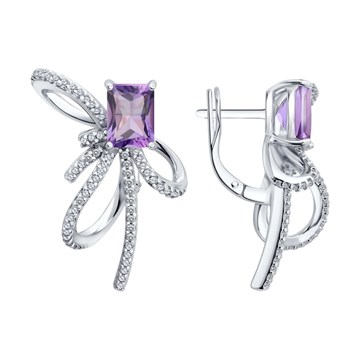Серьги из&nbsp;серебра с&nbsp;Аметистом и&nbsp;фианитом