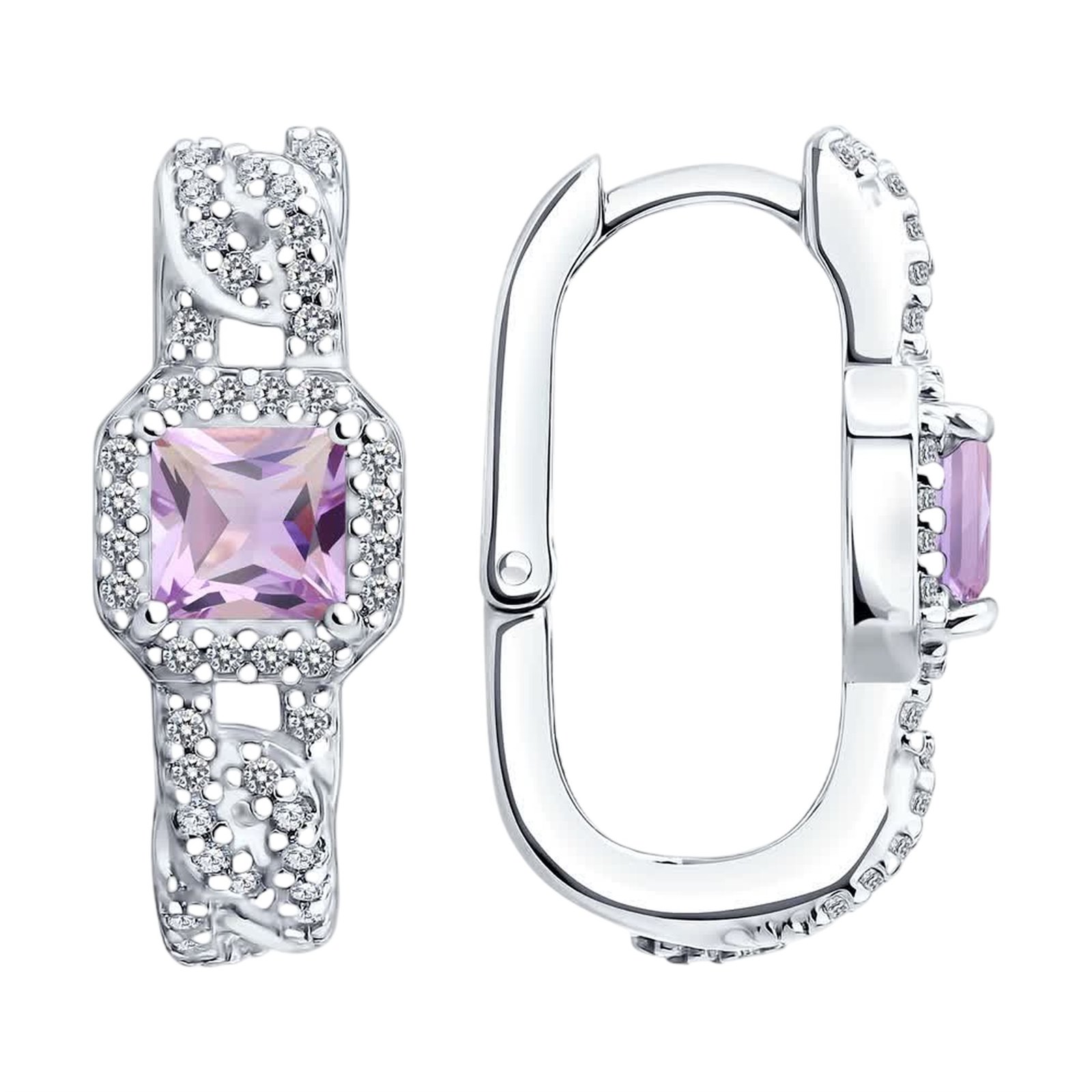 Серьги из&nbsp;серебра с&nbsp;Аметистом и&nbsp;фианитом