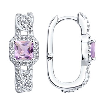 Серьги из&nbsp;серебра с&nbsp;Аметистом и&nbsp;фианитом