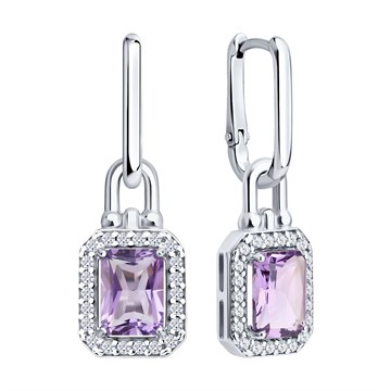Серьги из&nbsp;серебра с&nbsp;Аметистом и&nbsp;фианитом