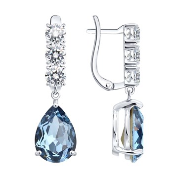 Серьги из&nbsp;серебра с&nbsp;Нанокристаллом цветным и&nbsp;фианитом