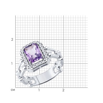 Кольцо из&nbsp;серебра с&nbsp;Аметистом и&nbsp;фианитом