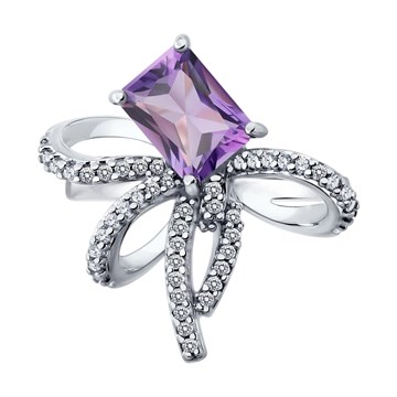Кольцо из&nbsp;серебра с&nbsp;Аметистом и&nbsp;фианитом
