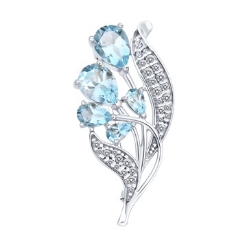 Брошь из&nbsp;серебра с&nbsp;топазом и&nbsp;фианитом