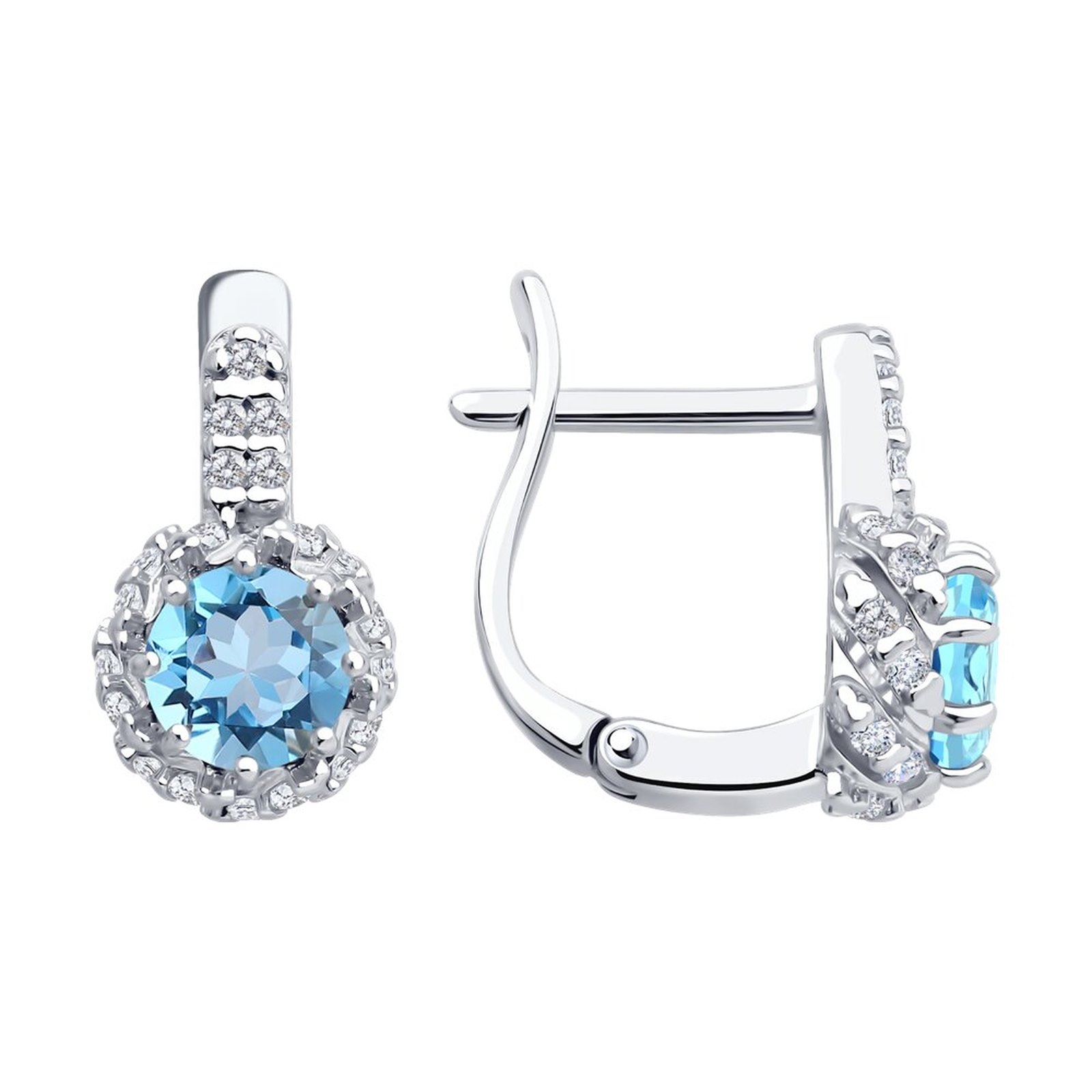 Серьги из&nbsp;серебра с&nbsp;топазом и&nbsp;фианитом