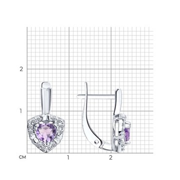 Серьги из&nbsp;серебра с&nbsp;Аметистом и&nbsp;фианитом