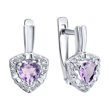 Серьги из&nbsp;серебра с&nbsp;Аметистом и&nbsp;фианитом