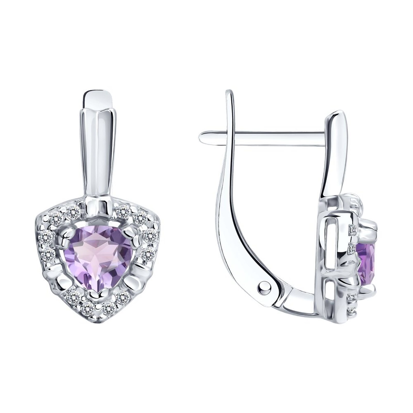 Серьги из&nbsp;серебра с&nbsp;Аметистом и&nbsp;фианитом