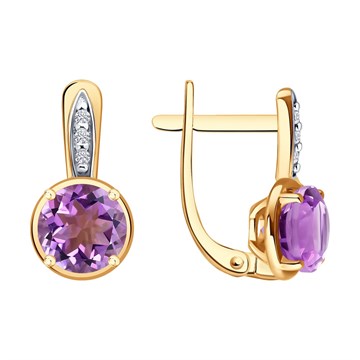 Серьги из&nbsp;серебра с&nbsp;Аметистом и&nbsp;фианитом
