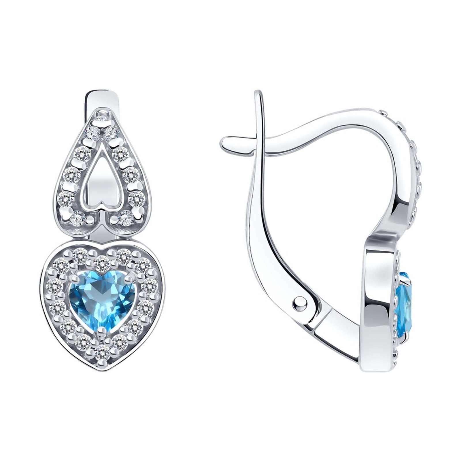 Серьги из&nbsp;серебра с&nbsp;топазом и&nbsp;фианитом