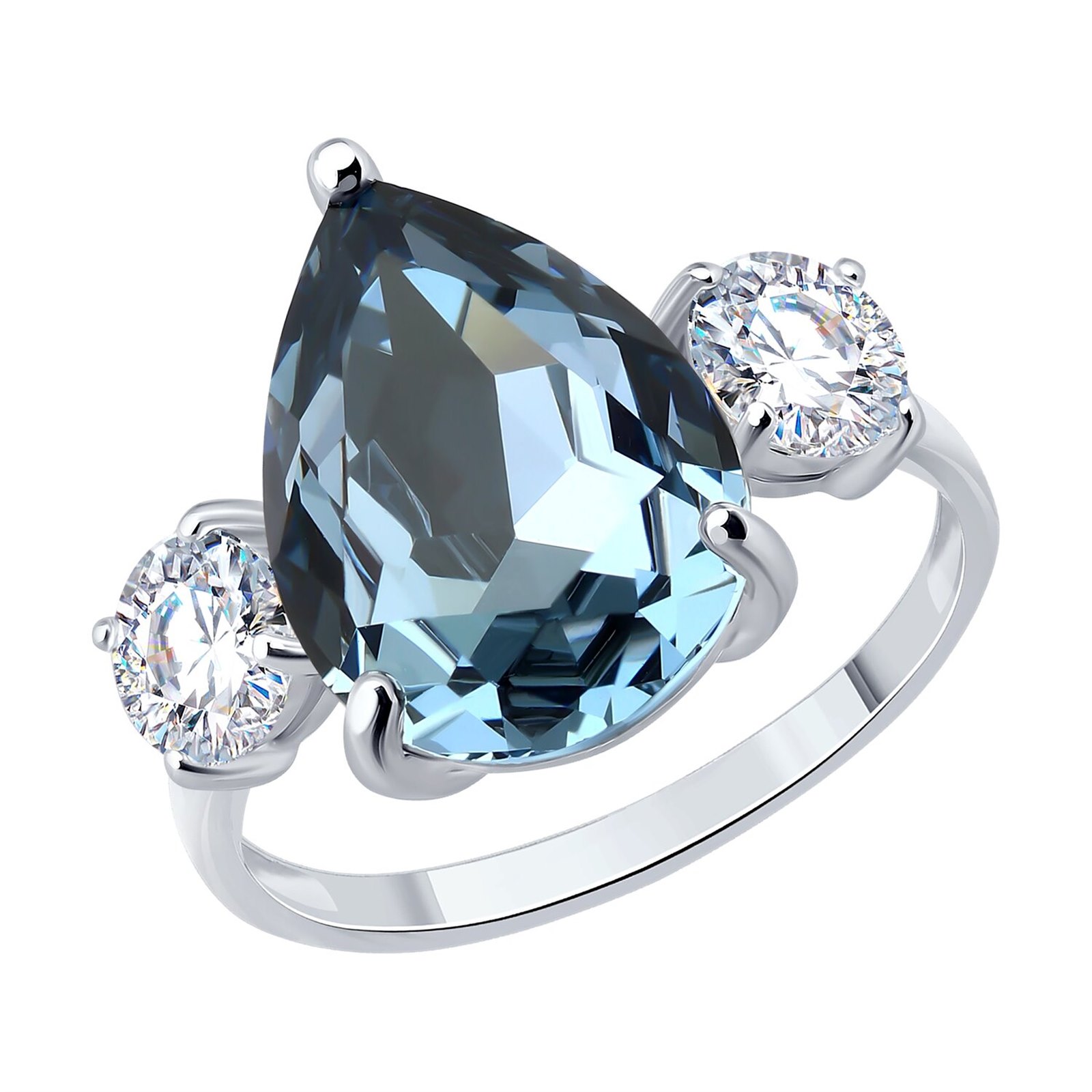 Кольцо из&nbsp;серебра с&nbsp;Нанокристаллом цветным и&nbsp;фианитом