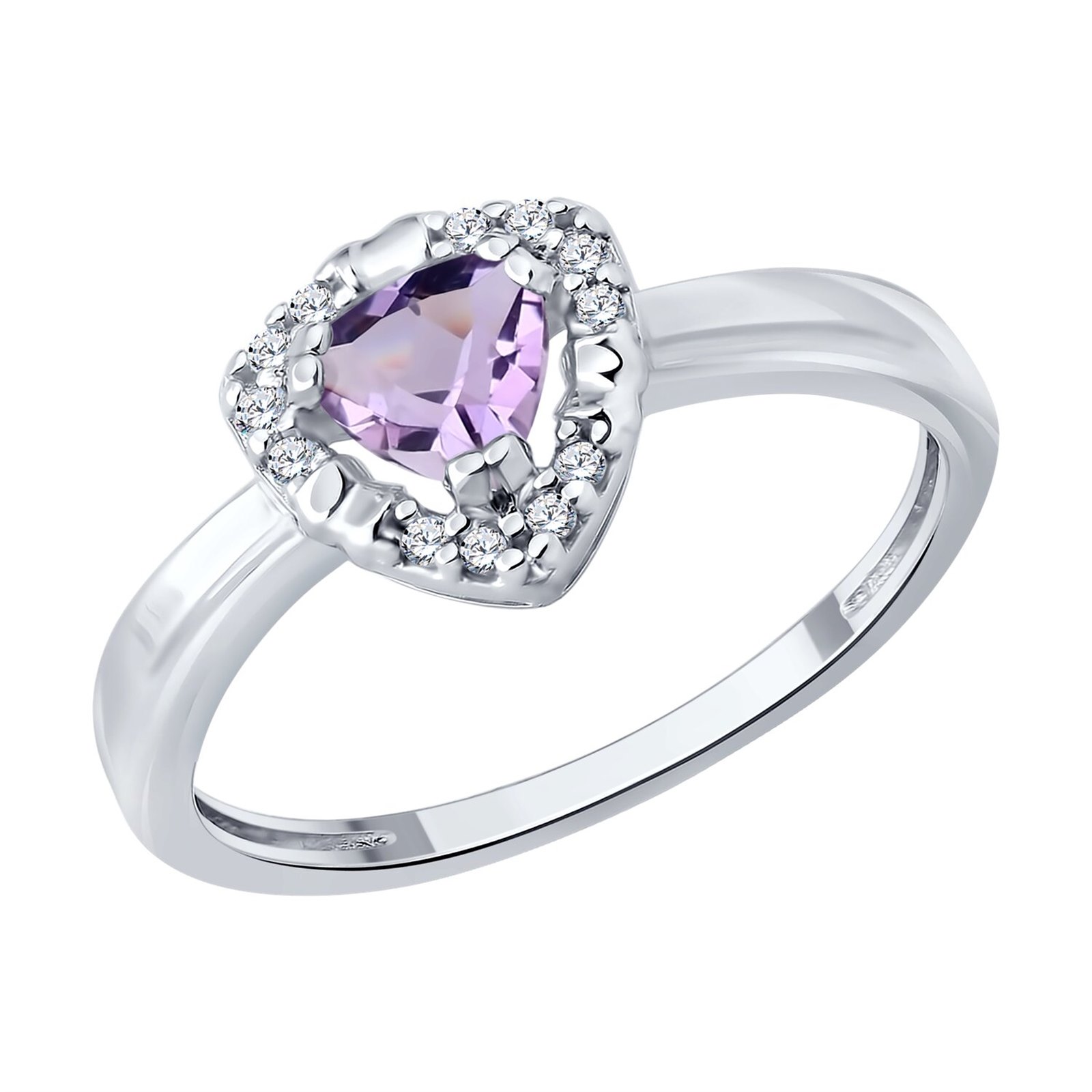 Кольцо из&nbsp;серебра с&nbsp;Аметистом и&nbsp;фианитом