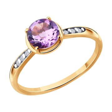Кольцо из&nbsp;серебра с&nbsp;Аметистом и&nbsp;фианитом