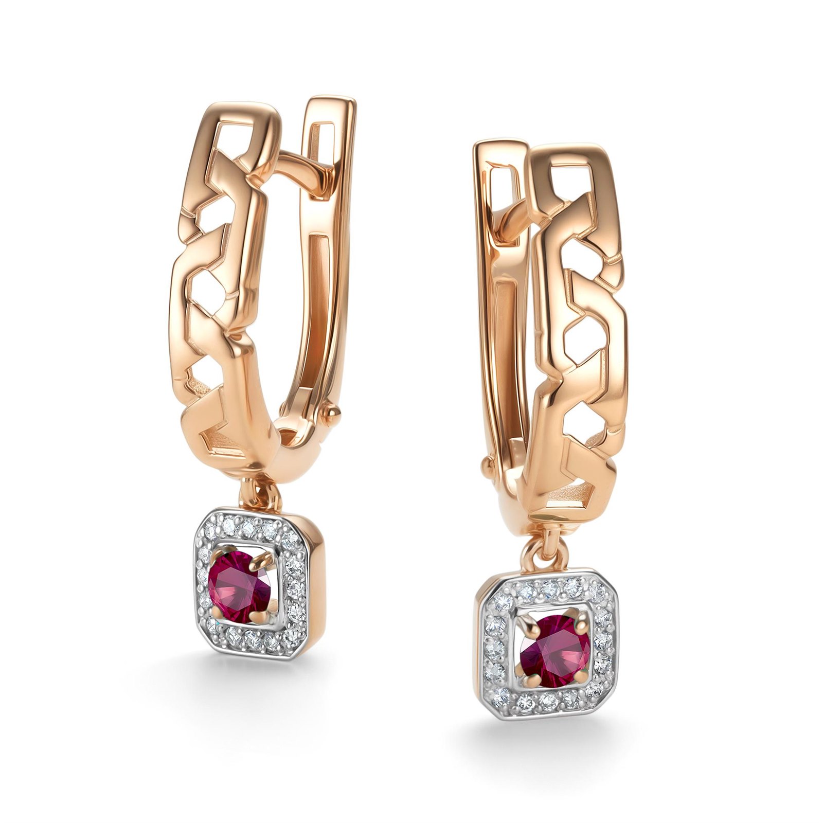 Серьги из&nbsp;золота с&nbsp;рубином и&nbsp;Бриллиантом