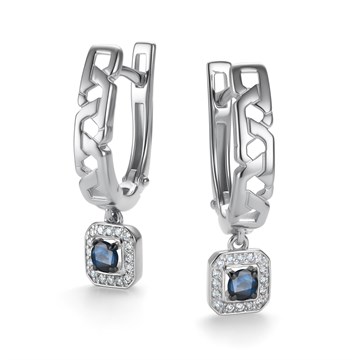 Серьги из&nbsp;белого золота с&nbsp;сапфиром и&nbsp;Бриллиантом