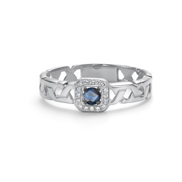 Кольцо из&nbsp;белого золота с&nbsp;сапфиром и&nbsp;Бриллиантом