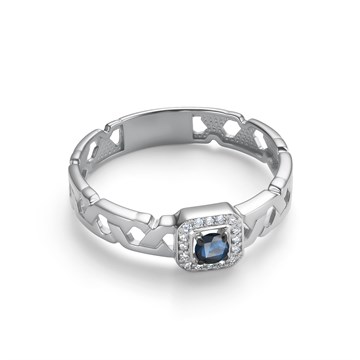 Кольцо из&nbsp;белого золота с&nbsp;сапфиром и&nbsp;Бриллиантом