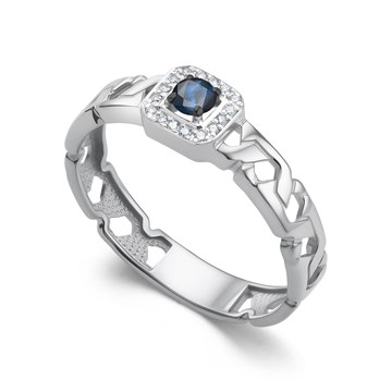 Кольцо из&nbsp;белого золота с&nbsp;сапфиром и&nbsp;Бриллиантом
