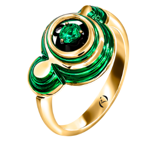 Кольцо из&nbsp;лимонного золота с&nbsp;изумрудом