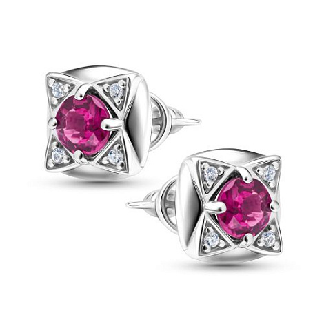 Серьги из&nbsp;серебра с&nbsp;родолитом и&nbsp;фианитом