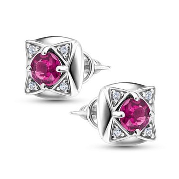 Серьги из&nbsp;серебра с&nbsp;родолитом и&nbsp;фианитом