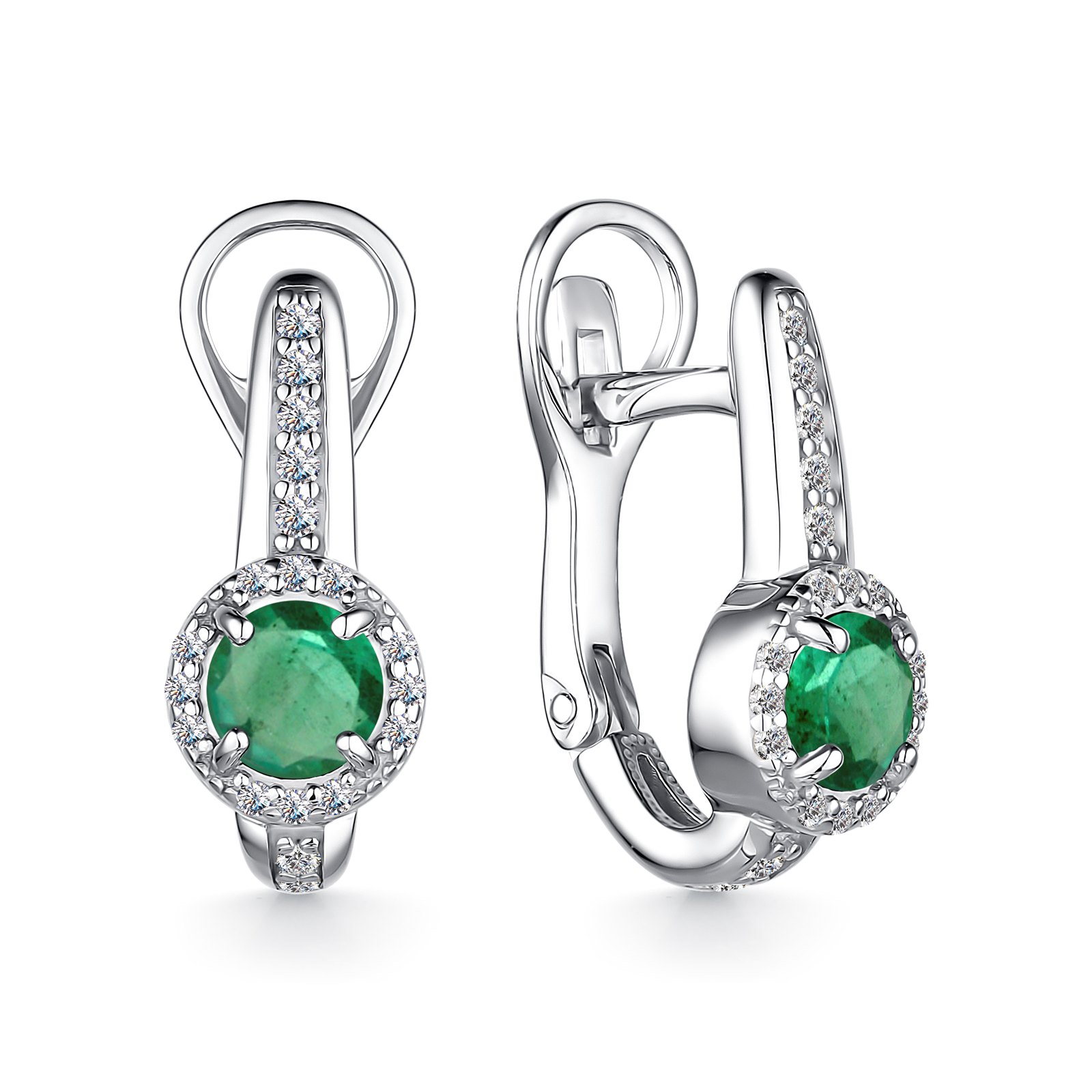 Серьги из&nbsp;серебра с&nbsp;изумрудом и&nbsp;фианитом