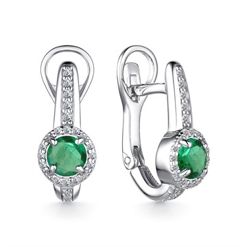 Серьги из&nbsp;серебра с&nbsp;изумрудом и&nbsp;фианитом
