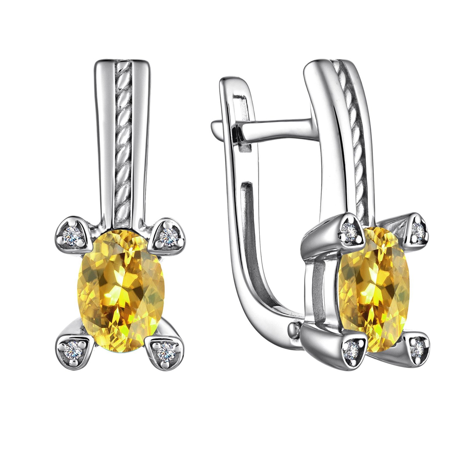 Серьги из&nbsp;серебра с&nbsp;цитрином и&nbsp;фианитом