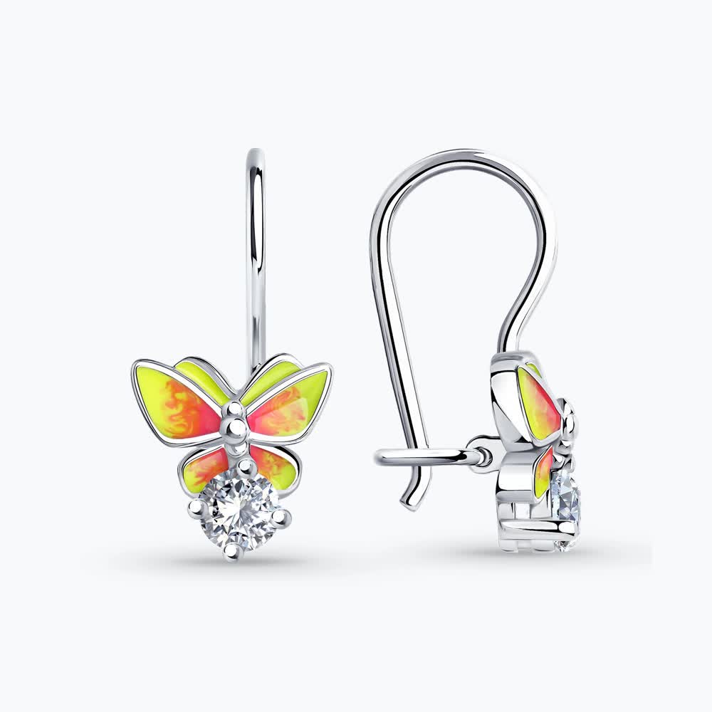 Серьги из&nbsp;серебра с&nbsp;фианитом и&nbsp;эмалью