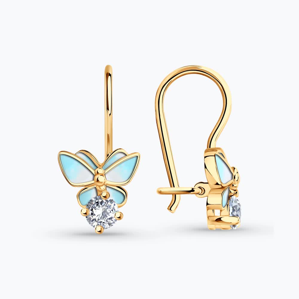 Серьги из&nbsp;серебра с&nbsp;фианитом и&nbsp;эмалью