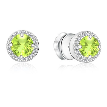 Серьги из&nbsp;серебра с&nbsp;хризолитом и&nbsp;фианитом